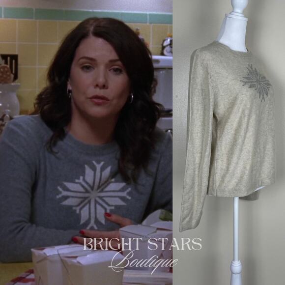 Rare Snowflake Wool Blend Sweater Alt ASO Lorelai Gilmore Girls Cream Silver - Picture 3 of 10